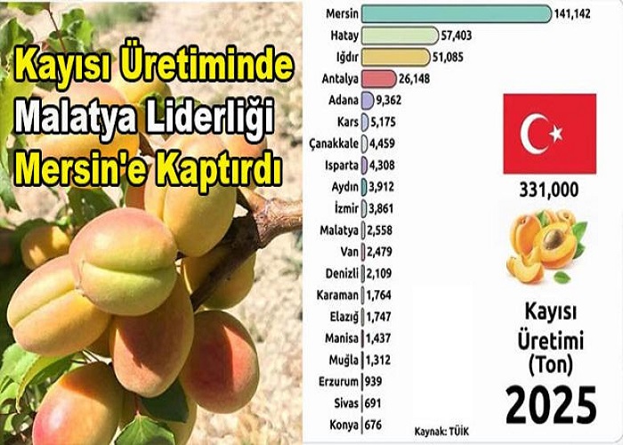 Kayısı Üretiminde Malatya Liderliği Mersin’e Kaptırdı