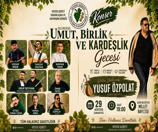 Hevedi Aşireti’nden 29 Ağustos’ta Büyük Buluşma: “Umut, Birlik ve Kardeşlik Gecesi”